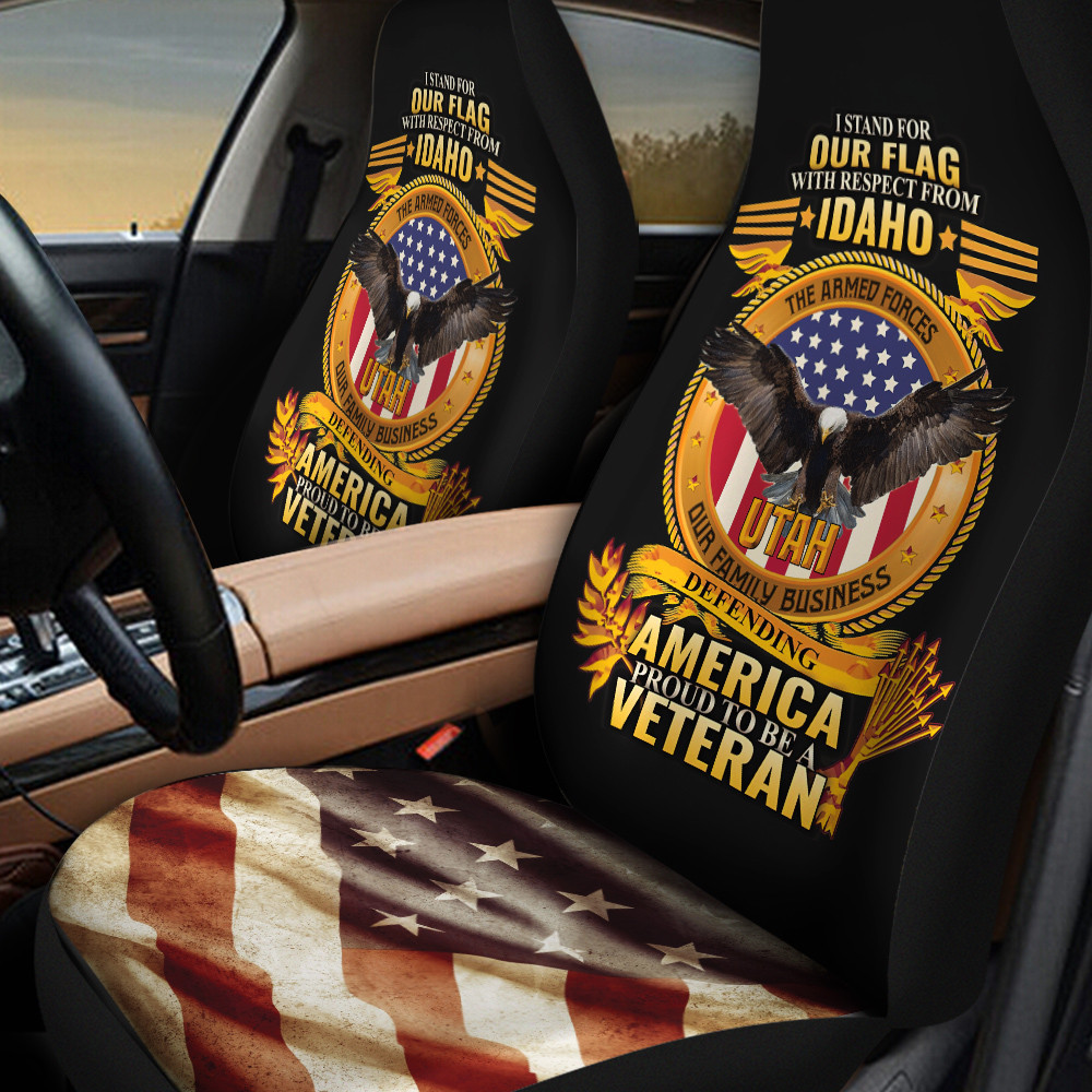 Utah Veteran America Flag Car Seat Cover