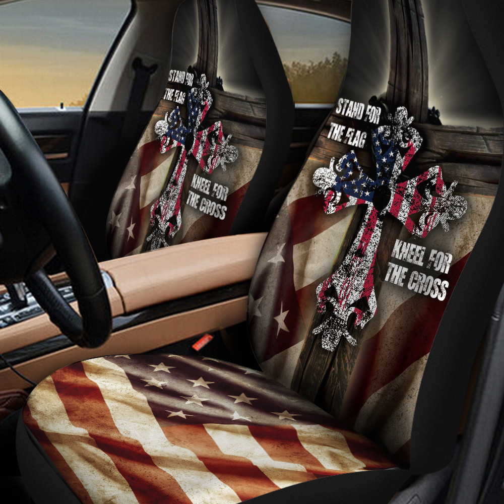 America Flag Cross Printed Car Seat Cover