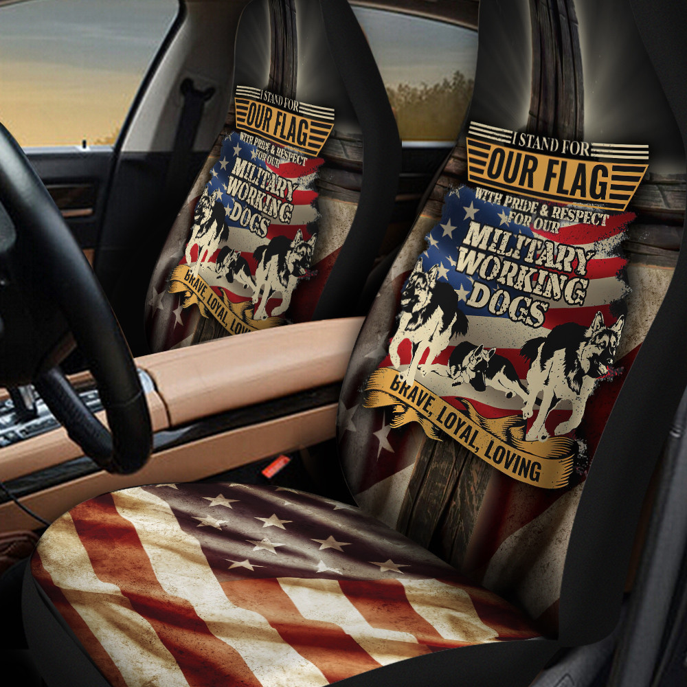 Military Working Dogs America Flag Car Seat Cover