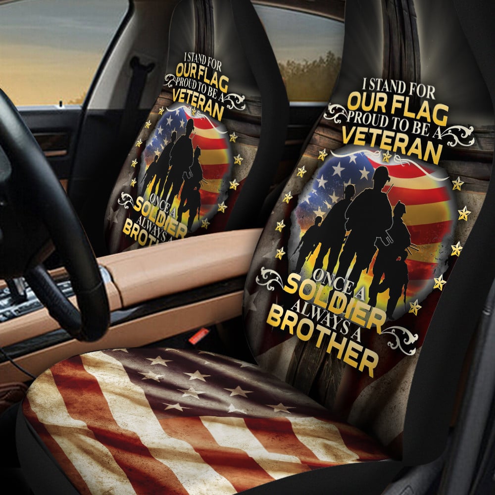 Military Soldier America Flag Car Seat Cover
