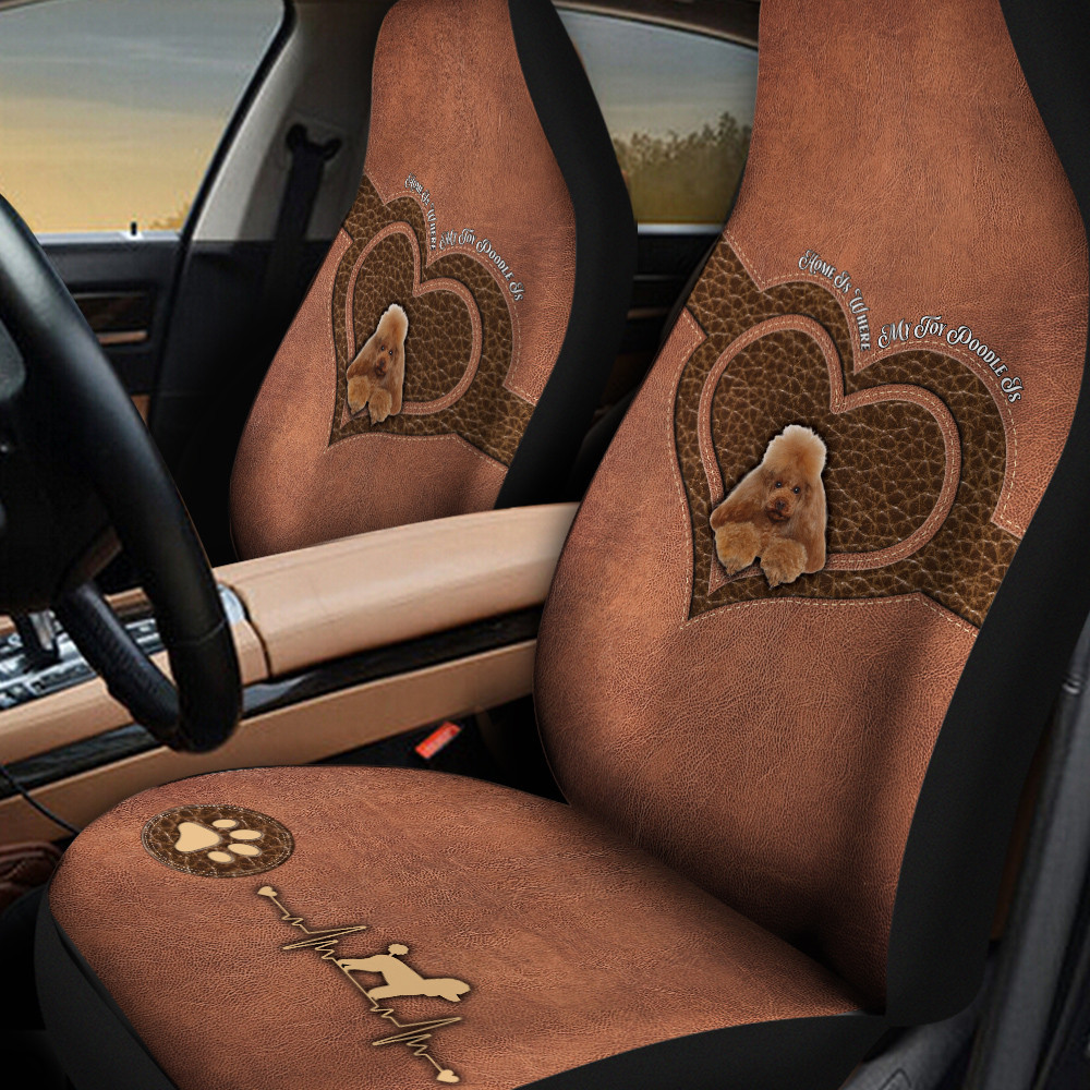 Toy Poodle Dog Paw Heartbeat Car Seat Cover