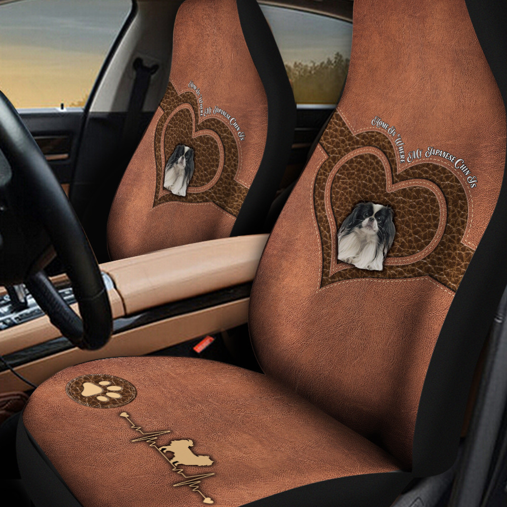 Japanese Chin Dog Paw Heartbeat Car Seat Cover