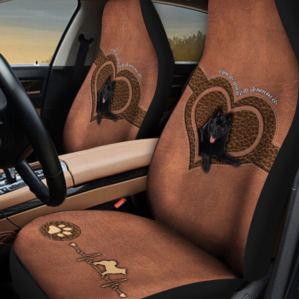 Schipperke Dog Paw Heartbeat Car Seat Cover