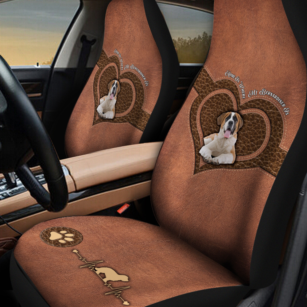 St. Bernard Dog Paw Heartbeat Car Seat Cover