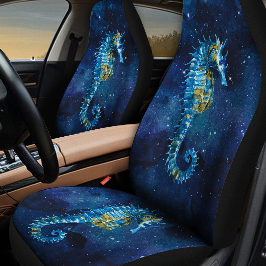 Sea Horse Blue Galaxy Universal Front Car Seat Cover