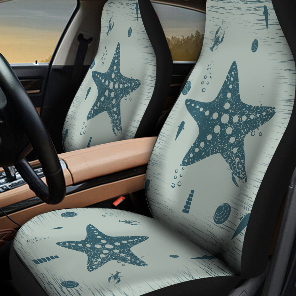 Starfish And Sea Creatures Pattern Green Car Seat Cover