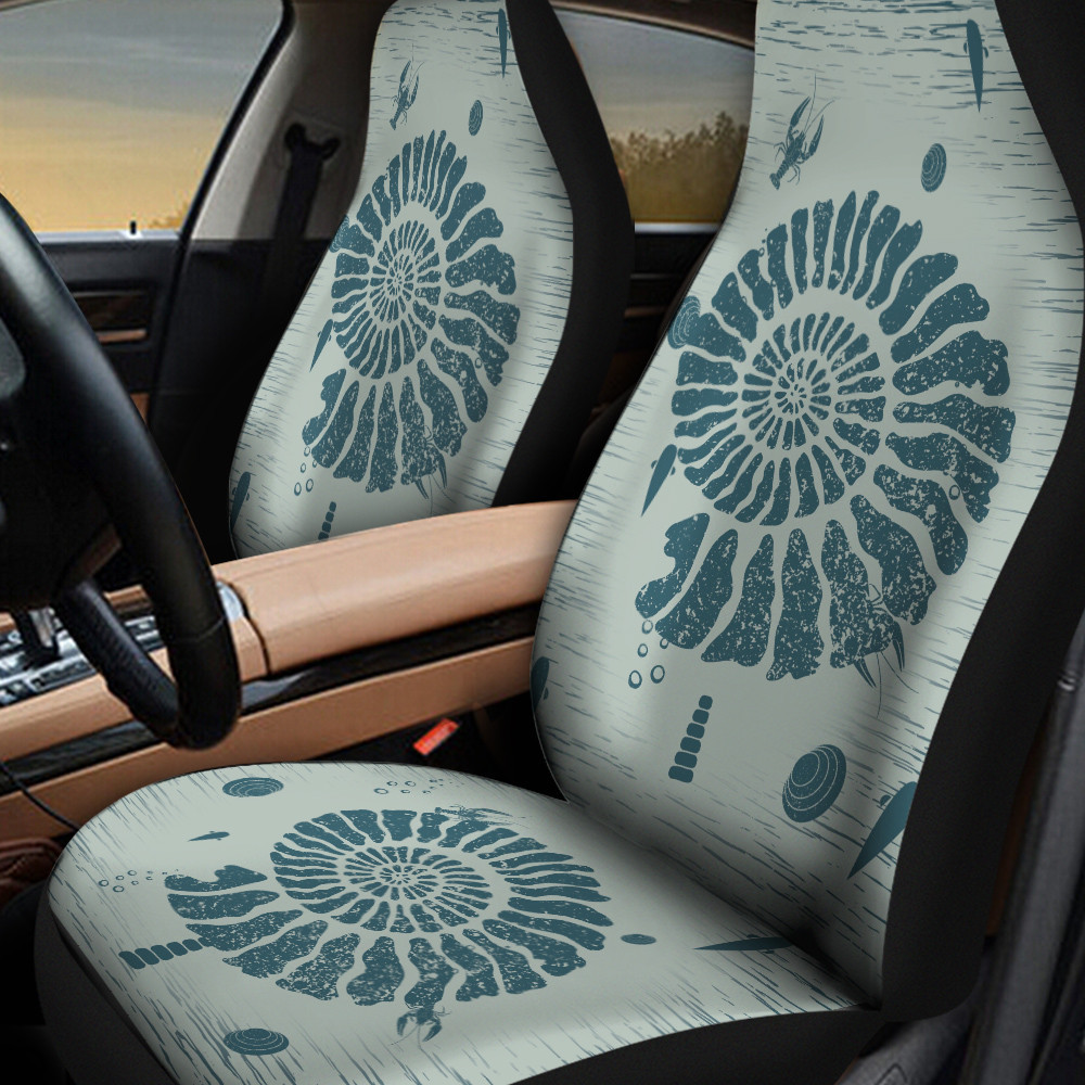 Snail And Sea Creatures Pattern Green Car Seat Cover