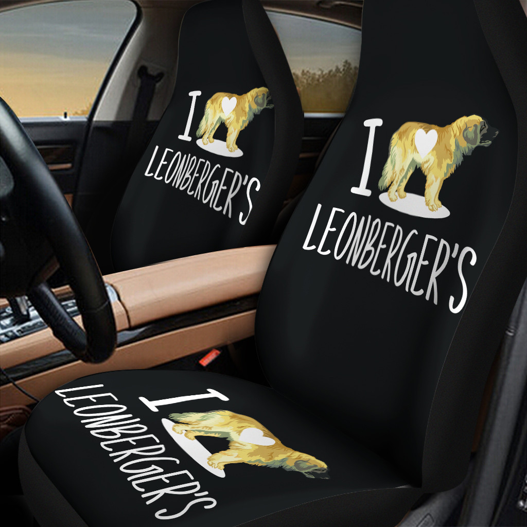 I Love Leonberger's Black Car Front Seat Cover