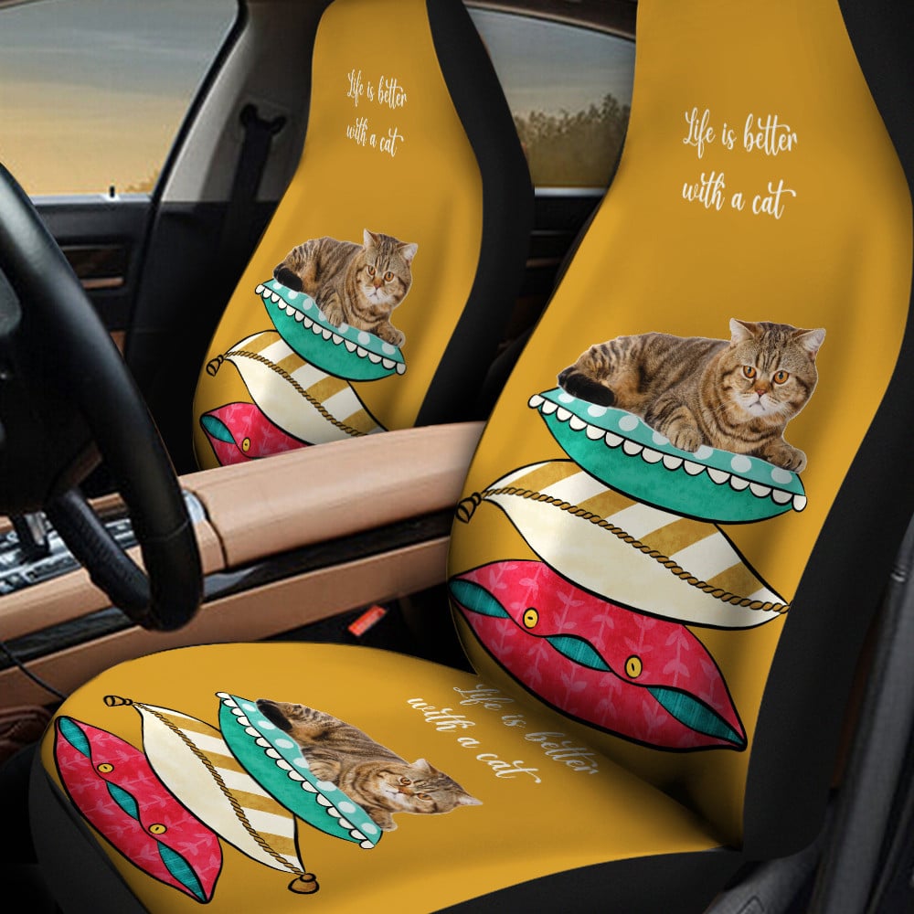 Life Is Better With A Cat American Bobtail Colorful Pillow Car Sear Cover