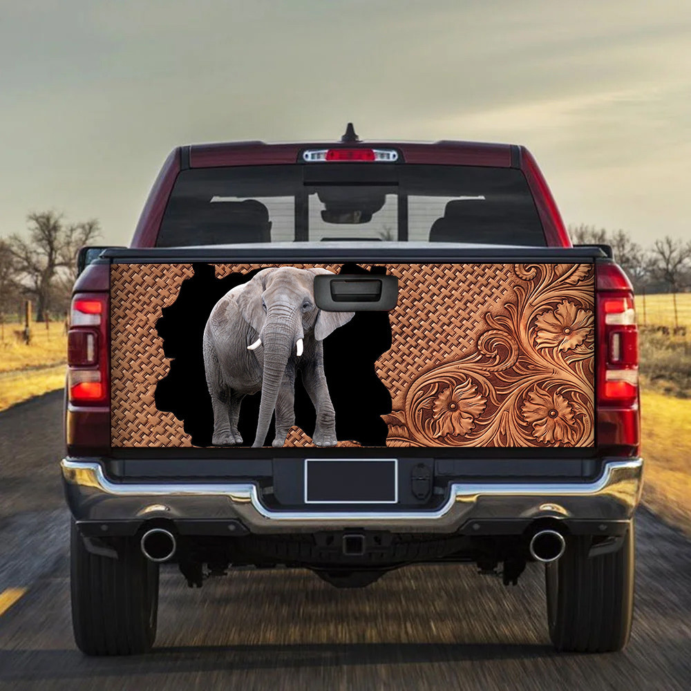 Elephant Leather Carving Pattern Tailgate Decal Car Back Sticker