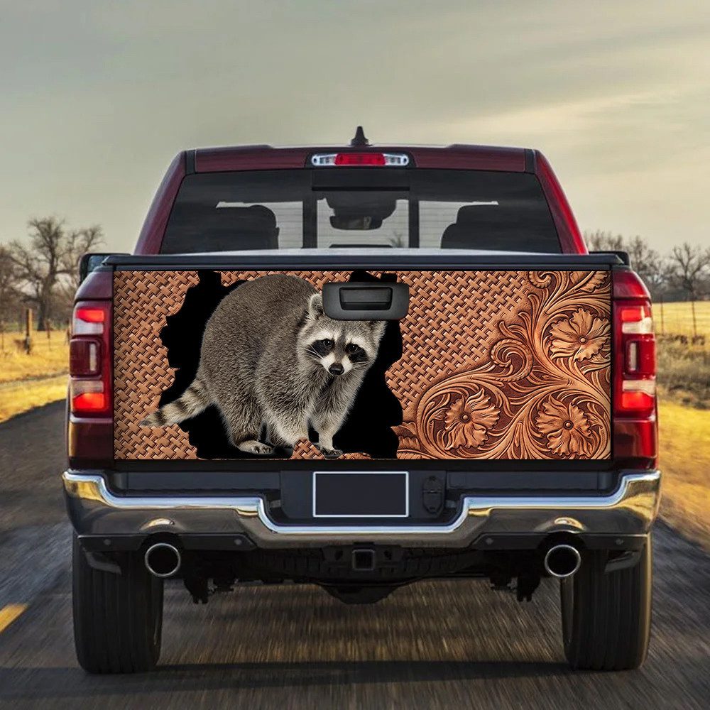 Racoon Leather Carving Pattern Tailgate Decal Car Back Sticker