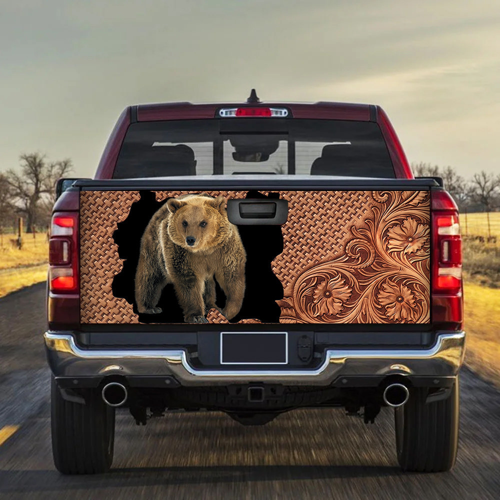 Bear Leather Carving Pattern Tailgate Decal Car Back Sticker