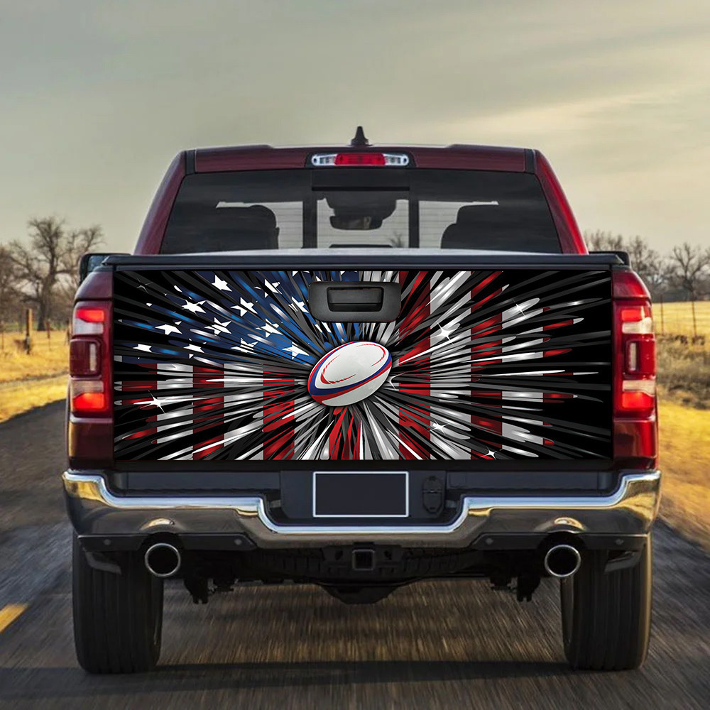America Flag Colorful Football Tailgate Decal Car Back Sticker