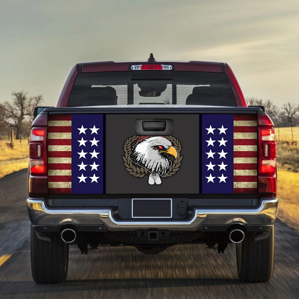 White Eagle Laurus America Flag Tailgate Decal Car Back Sticker