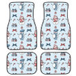 Candy Cane Gift And Christmas Snowman In Scarf Car Mats Car Floor Mats