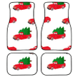 Cartoon Style Red Truck Carrying Tall Tree On White Background Car Mats Car Floor Mats