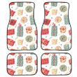 Vintage Candy Canes Fowers Holly Leaves And Snowflakes Pattern On Gift Boxes Car Mats Car Floor Mats