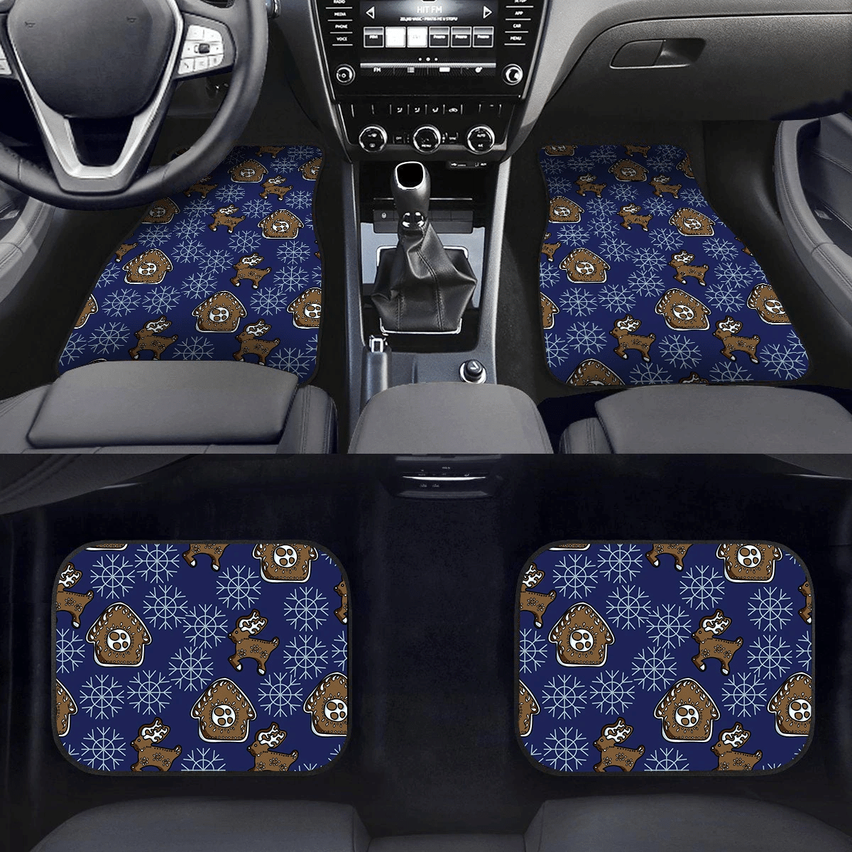 White Icing Ornate Snowflakes With Sweets Cookies Car Mats Car Floor Mats