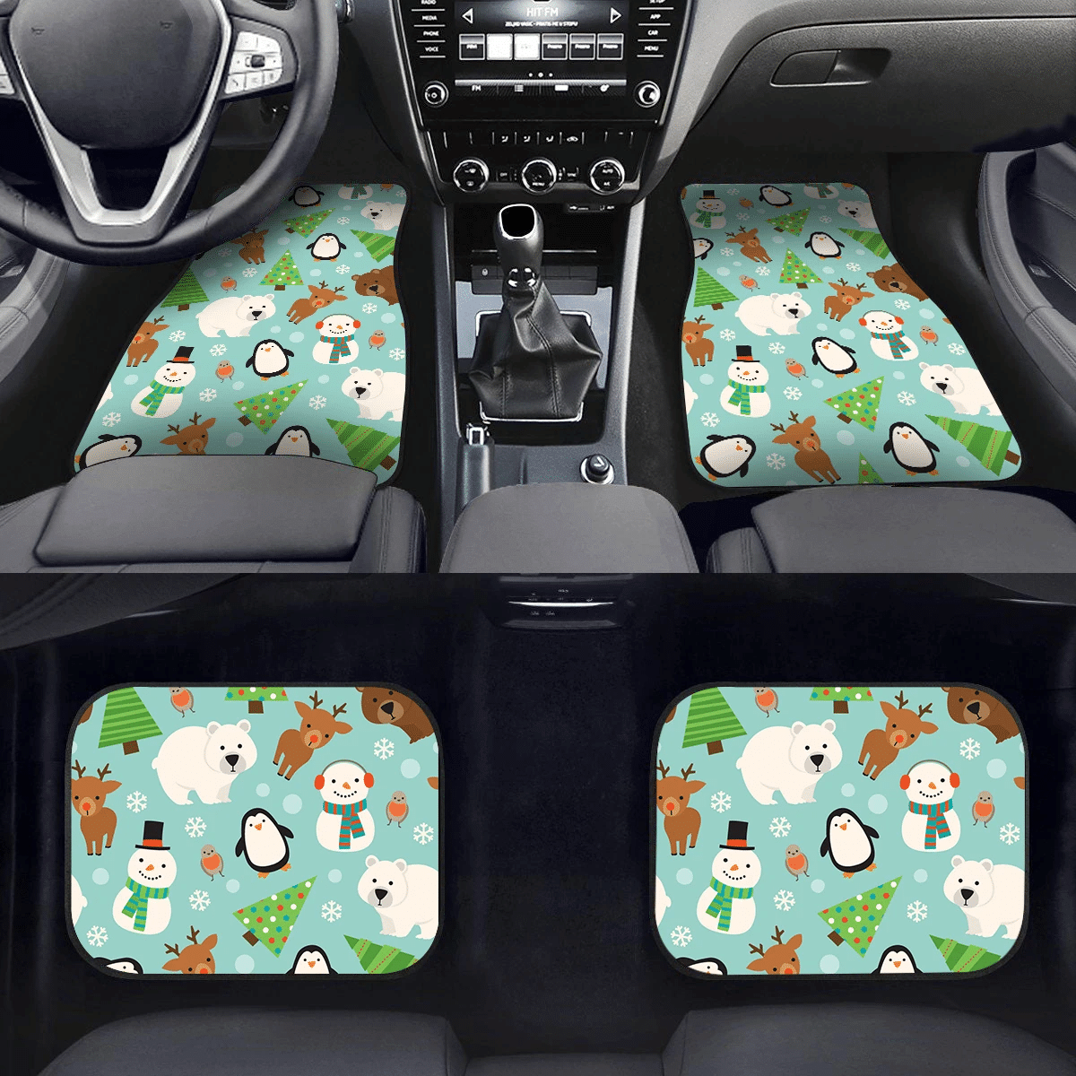 Christmas Cute Polar Bear And Friends Car Mats Car Floor Mats