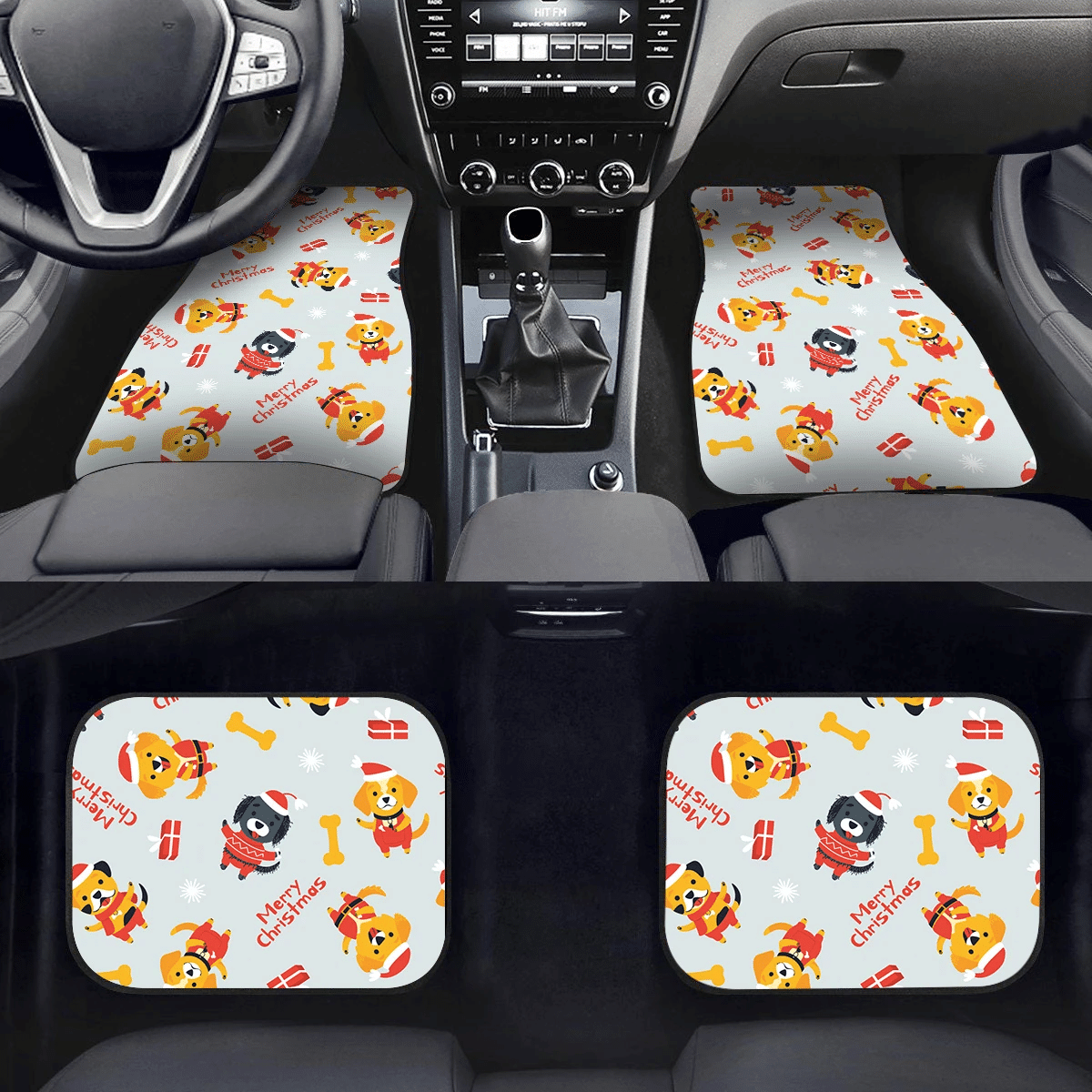 Cute Dogs Of Different Breeds In Christmas Costumes Car Mats Car Floor Mats