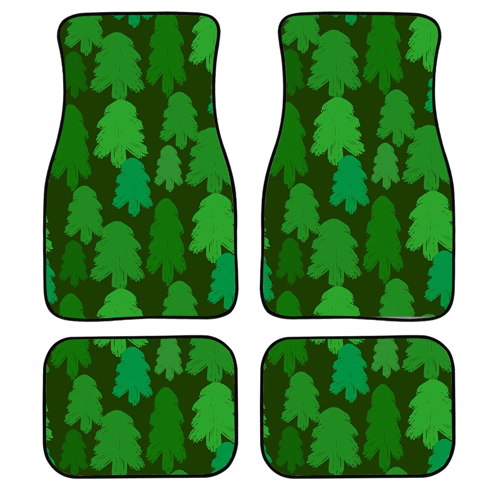 Camouflage Abstract Green Christmas Trees In The Forest Car Mats Car Floor Mats