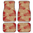 Hand Drawn Red Truck With Christmas Tree Snowflakes On Craft Paper Car Mats Car Floor Mats