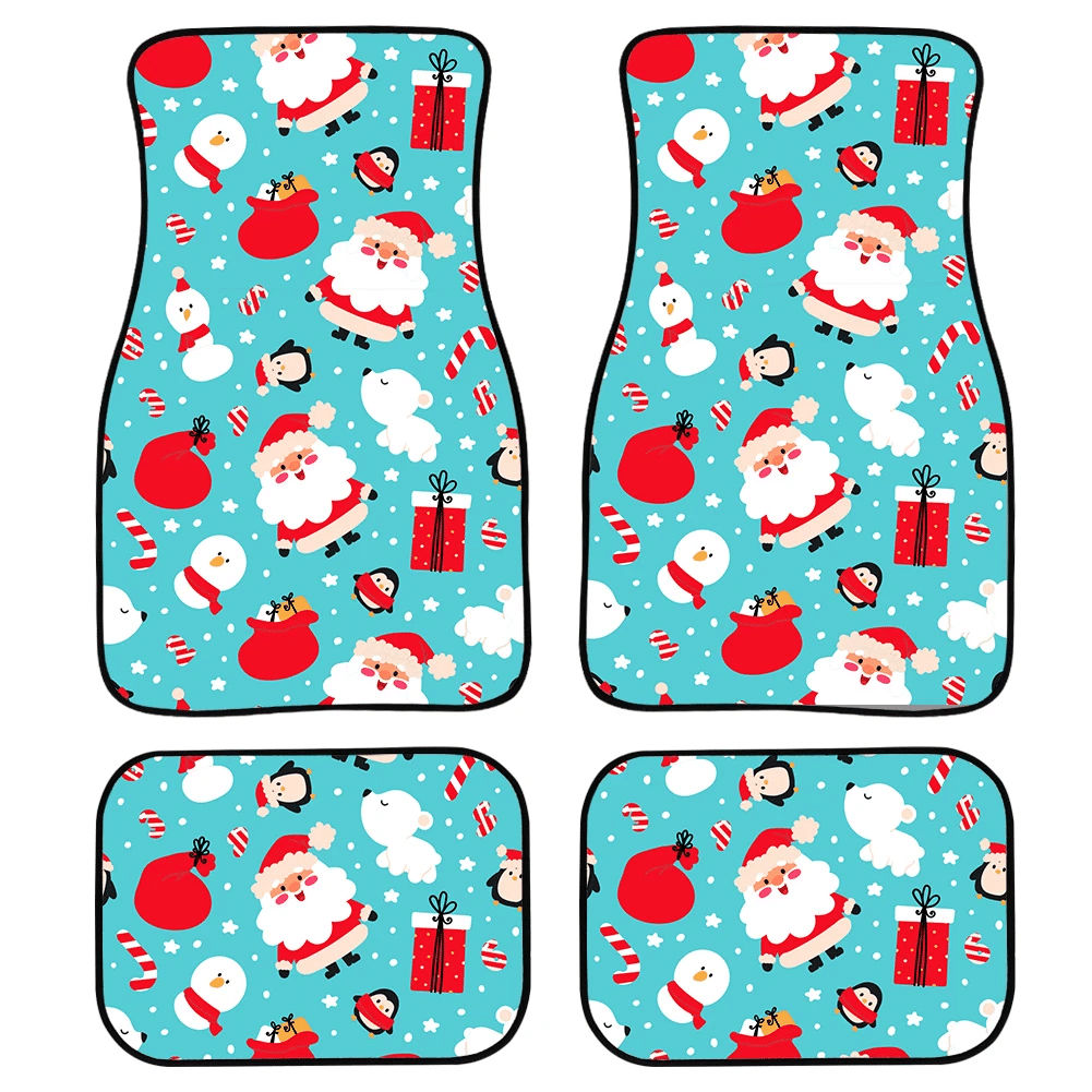 Lovely Santa Claus Penguins And Other Christmas Attributes Car Mats Car Floor Mats