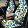 Yellow And Blue Pegeon Couple White Theme All Over Print Car Seat Cover
