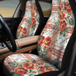 Roses Are Violet Red And Green Plaid Pattern All Over Print Car Seat Cover