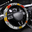 Beautiful Seamless Pattern With Tropical Jungle Printed Car Steering Wheel Cover