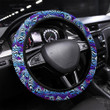Blue Warp Lines Seamless Texture Printed Car Steering Wheel Cover