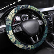 Hawaiian Hibiscus And Tribal Element Fabric Patch Printed Car Steering Wheel Cover