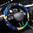 Abstract Pattern With Palm Leaves Printed Car Steering Wheel Cover