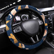 Seamless Pattern With Birds Protea Flowers Printed Car Steering Wheel Cover