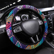 Psychedelic Color Geometric Seamless Pattern Printed Car Steering Wheel Cover