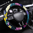 Tropical Seamless Pattern Hand Drawn Art Printed Car Steering Wheel Cover