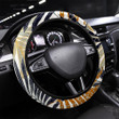 Abstract Palm Leaves Filled With Animal Print Printed Car Steering Wheel Cover
