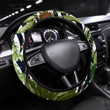Seamless Zebra Skin Pattern With Tropical Leaves Printed Car Steering Wheel Cover