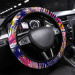 Tribal Seamless Pattern With Abstract Leaves Hand Printed Car Steering Wheel Cover
