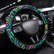 Graffiti Geometric Seamless Pattern With Grunge Printed Car Steering Wheel Cover