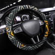 Grunge Maze Seamless Pattern Printed Car Steering Wheel Cover