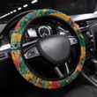 Seamless Pattern With Jaguars Tropical Printed Car Steering Wheel Cover