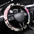 Houndstooth Tartan And Roses Fabric Patchwork Printed Car Steering Wheel Cover