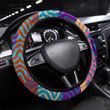Seamless Square Pattern Abstract Color Printed Car Steering Wheel Cover