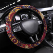 Leopard Seamless Pattern With Hand Drawn Colorful Printed Car Steering Wheel Cover