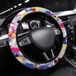 Fashion Flower Pattern With Colorful Flowers Printed Car Steering Wheel Cover