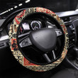 Tropical Palm Leaves Patchwork Wallpaper Printed Car Steering Wheel Cover