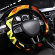 African Seamless Pattern With Grunge Effect Printed Car Steering Wheel Cover