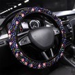 Chains Leopard Skin And Flowers Seamless Pattern Printed Car Steering Wheel Cover
