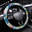 Colorful Seamless Pattern With Tropical Printed Car Steering Wheel Cover